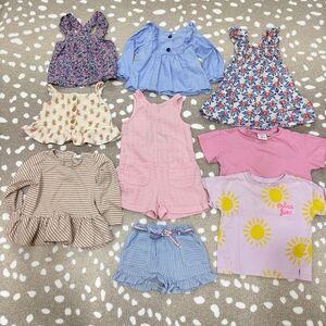 Lot of 9 Zara Kids toddler baby girl top dress ruffle floral romper tee shorts